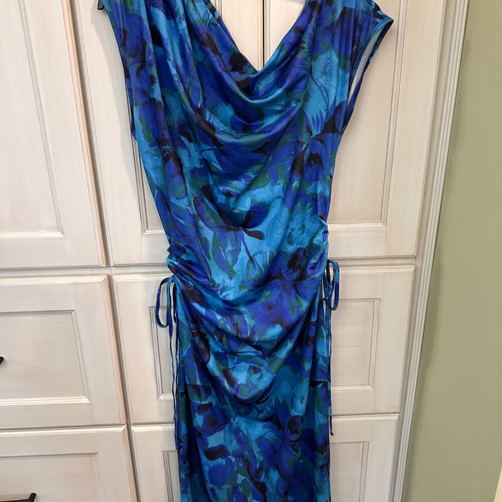 Shein Tie Dye Mock Neck Ruched Side Dress